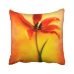 Musesh red orange yellow tulip flower tulips floral Cushions Case Throw Pillow Cover For Sofa Home Decorative Pillowslip Gift Ideas Household Pillowcase Zippered Pillow Covers 18x18Inch