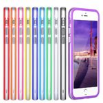 Costyle 10pcs/lot 10 Colors Clear Slim Bumper Cover Skin Case w/Metal Buttons Compatible iPhone 6 iPhone 6S 4.7 Inch-Black White Pink Purple Orange Yellow Blue Deep Blue Red Rose