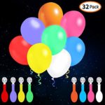 Funow 32 Pack LED Balloons Non-Flashing, 8 Colors Light Up Balloons, Lasts 12-24 Hours for Glow in the Dark Party Supplies, Birthday Decorations, Halloween Party