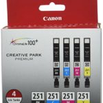 Canon CLI-251 4-Color Pack, Black,Cyan, Magenta, Yellow, Compatible to MX922, iP8720, iX6820,MG7520,MG6620,MG5620,MG7120,MG6420,MG5520 and MG6320