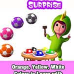 Orange, Yellow, White Colors to Learn with Football Soccer Balls