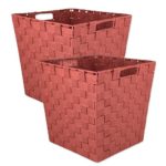 DII Durable Trapezoid Woven Nylon Storage Basket, 12 7/8 x 12 7/8, Set of 2, Large Bin Rust 2 Piece