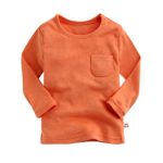 Agibaby Boys & Girls Infant & Toddler Long Sleeve 100% Cotton T-Shirt (Pocket or Dinosaur Design, Multiple Color Options) (XS(6-12months), Orange)