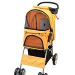 VIVO Four Wheel Pet Stroller, for Cat, Dog and More, Foldable Carrier Strolling Cart, Multiple Colors (Orange)