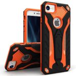 Zizo Static Series Compatible with iPhone 8 Case Military Grade Drop Tested with Built in Kickstand iPhone 7 case Black Orange