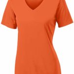 Women’s Athletic All Sport V-Neck Tee Shirt in 12 Colors,X-Large,Deep Orange