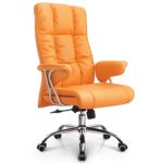 Neo Chair Executive Office Chair High Back PU Leather Desk Computer Task Home Chair : Spring Seat Headrest Swivel Adjustable Recline Ergonomic Shoulder and Lumbar Support, (ROTHENBURG Orange)