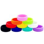 ThreeBulls 10 Pack Wedding Band Pack for Men Women Flexible Comfort Sport Love Ring Silicone Wedding Ring- Birthday or Anniversary Black red blue yellow pink sky blue white orange green purple