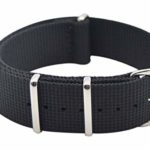 ArtStyle Watch Band with Thick Nylon Material Strap Polished Stainless Steel Buckle – Choice of Color & Width