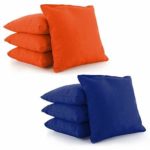 Tailor Spot All Weather Resistant Cornhole Bean Bags (Set of 8) Set Standard ACA/ACO Regulation Plastic Resin Filled 25+ Colors (Orange-Royal Blue)