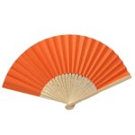 Yaida Pattern Folding Dance Wedding Party Lace Silk Folding Hand Held Solid Color Fan (Orange)