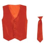 Vest and Clip On Baby Boy Necktie set – BURNT ORANGE – 2T/3T