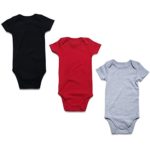 OPAWO 3-Pack Baby Short Sleeve Bodysuits Cotton Lap Shoulder Romper for Unisex Boys Girls