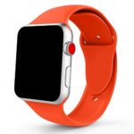 Cartee Soft Silicone Sport Strap Replacement Band Compatible with Apple Watch Band Series 4 40mm 44mm Series 3/2/1 38mm 42mm (Orange, 42mm/44mm S/M)