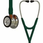 3M Littmann Cardiology IV Monitoring Stethoscope Pop of Color Special Edition Colors 27 inch (Hunter Green, Orange Stem & Champagne Headset) 6206