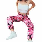 Ankola Women Camouflage Pants, Women Sports Camo Cargo Pants Outdoor Casual Camouflage Trousers (Hot Pink, L)