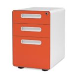 DEVAISE 3 Drawer Metal Mobile File Cabinet with Lock, Legal/Letter Size, (Orange)