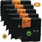 NEOUZA 5PK Great Quality Compatible For Brother P-Touch Laminated Tze Tz Label Tape Cartridge 12mm x 5m (TZeB31 Black on Orange Fluorescent)