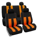 FH GROUP FH-FB036114 Striking Striped Full Set Car Seat Covers (Airbag & Split Ready) Orange / Black Color- Fit Most Car, Truck, Suv, or Van