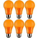Sunlite A19/3W/O/LED/6PK LED Colored A19 3W Light Bulbs with Medium (E26) Base (6 Pack), Orange