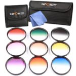 K&F Concept 9pcs 77mm Graduated Orange Blue Grey Red Purple Green Pink Brown Yellow Lens Accessory Filter Kit Graduate Filters for Canon 6D 5D Mark II 5D Mark III for Nikon D610 D700 D800 DSLR Cameras + Lens Cleaning Cloth + Filter Bag Pouch