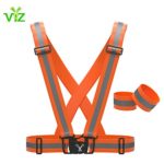 247 Viz Reflective Vest with Hi Vis Bands, Fully Adjustable & Multi-Purpose: Running, Cycling Gear, Motorcycle Safety, Dog Walking & More – High Visibility Neon Orange