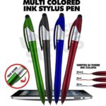 3 Color ink Ball Pens and Stylus for Universal Touch screen Devices, Each pen writes in 3-Colors Ink(Black,Red,Blue) Pen Barrel colors,Red,Green, Blue, Orange,Lt. Blue and Black, By SyPen (24 Pack)