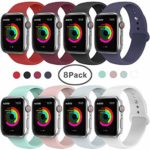AdMaster Compatible for Apple Watch Band 38mm/40mm, Soft Silicone Replacement Wristband Classic Sport Strap Compatible for iWatch Apple Watch Series 1/2/3/4, Edition, Nike+, S/M Size 8 Pack