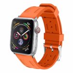 Cywulin Compatible with Apple Watch Band 38MM 42MM 40MM 44MM, Soft Silicone Sport Wrist Loop Replacement Strap Bracelet for iWatch Series 4 3 2 1 Stainless Steel Buckle Adapters (38mm/40mm, Orange)