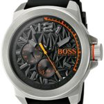 BOSS Orange Men’s ‘NEW YORK’ Quartz Stainless Steel and Silicone Casual Watch, Color:Black (Model: 1513346)