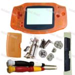 Oulekai Maoyi Clear Orange Color Complete Housing Shell for Gameboy Advance GBA Game Console Replacement Case with Conductive Rubber