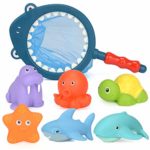 QHGC Baby Bathroom Toys, When in Warm Water Change Color and Have an Interactive Fishing net to Capture Marine Animals. Marine Animals 12 Months + (7 Pieces) …