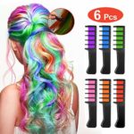 Temporary Washable Hair Color Comb – Built in Sealant Non-Toxic and Safe for Kids, Party, Cosplay and DIY (6 popular Colors)