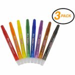 RAM-PRO 8 Mini Twistable Crayons Set – Kit Includes 3 Packs of All 8 Colors: Red, Orange, Yellow, Green, Blue, Purple, Brown, & Black (3-Pack)