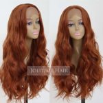Jolitime Hair Long Body Wave Synthetic Lace Hair Wigs Orange Color Glueless Synthetic Lace Front Wigs for Black Women