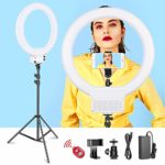 Neewer 18-inch White LED Ring Light with Light Stand Lighting Kit Dimmable 50W 3200-5600K with Soft Filter, Hot Shoe Adapter, Cellphone Holder for Make-up Video Shooting (NO Carrying Bag)