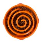 Outward Hound Fun Feeder Dog Bowl Slow Feeder Stop Bloat for Dogs, Large, Orange