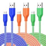 Micro USB Cable, 10ft 3Pack Extra Long Tangle-Free Nylon Braided Micro USB 2.0 Charging Cable Cord by Boxeroo Compatible for Samsung, HTC, LG, Sony, Smart Phones, Tablets, MP3 Players and More