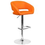 Flash Furniture Contemporary Orange Vinyl Adjustable Height Barstool with Chrome Base