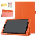 UUcovers Case for Kindle Fire HD 10 (7th Generation, 2017 Release), Full Body PU Leather Folio Folding Smart Stand Shockproof Cover with Auto Wake/Sleep for Amazon Fire HD 10.1 Inch Tablet, Orange