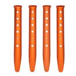 Aketek 4pcs Orange Color Aluminum Tent Stakes for Camping in Snow and Sand Tent Boating Hiking Backpacking Picnic Shelter Shade Canopy Outdoor Activity