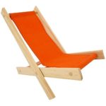 Wooden Toy Folding Lawn Chair with Orange Fabric