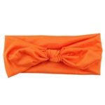 Napoo–Hair Clip Women Candy Color Knotted Bow Yoga Elastic Turban Hairband Headband (Orange)
