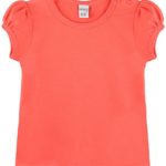 Lovetti Baby Girls’ Basic Short Puff Sleeve Round Neck T-Shirt 6-9M Orange