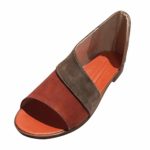 Women’s Casual Sandal Ladies Fashion Peep Toe Ankle Mixed Colors Sandals Roman Color Block Shoes Orange