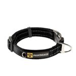 Pawimage Classic Solid Colors Adjustable Nylon Pet Collar, 3M Reflective Dog Traning Collar Padded, Perfect Match for Pawimage Designed Leash Separately, Girth Ranging From 11 to 28 inches (M, Black)