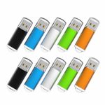 RAOYI 10PCS 8GB Bulk USB Flash Drives Thumb Drives Fold Storage Memory Stick USB 2.0 Jump Drive(5 Mixed Colors: Black Blue Green Orange Silver)