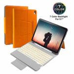 Beeasy iPad Keyboard Case 9.7 with Pencil Holder for iPad 2018 (6th Gen) – iPad 2017 (5th Gen) – iPad Air 2 & 1 –Thin & Light – Bulid in Keyboard Cover- Backlit 7 Color,Orange