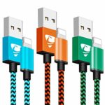 Rephoenix iPhone Charger Cord [3feet 3 Pack] Nylon Braided Charing Cable for iPhone X/XR/XS/X MAX/8/7/6/5 (Blue,Green,Orange)