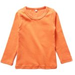 KISBINI Toddler Big Girls Long Sleeve Cotton Tees Kids T-Shirt Tops Orange 7T